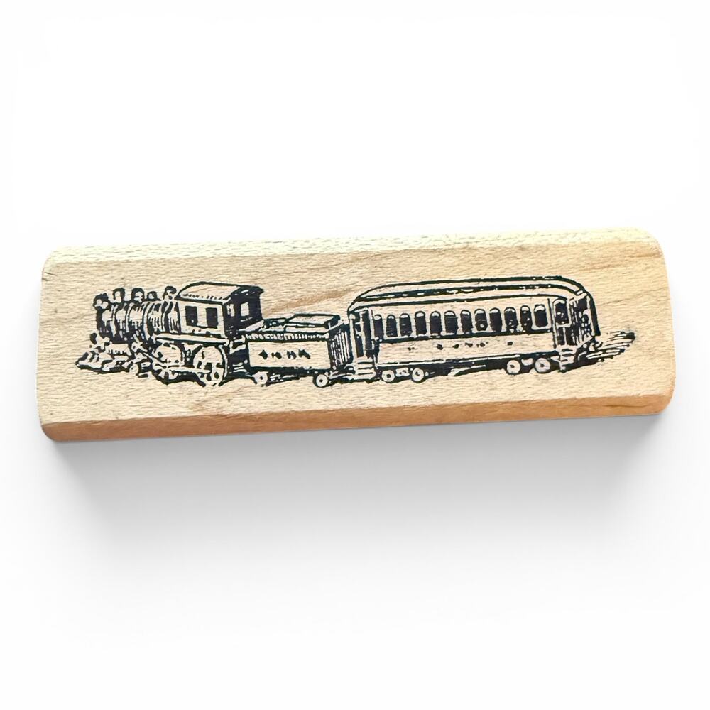 Magenta Canada Train With Cars RARE Rubber Stamp